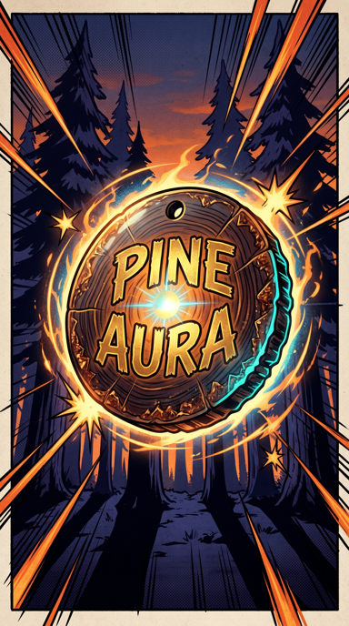 Pine Aura bag tag artwork