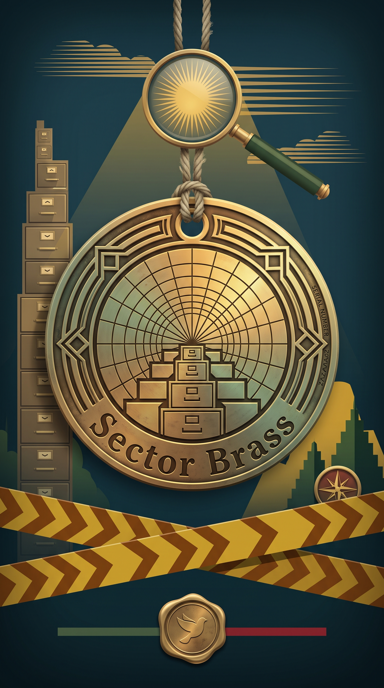 Sector Brass bag tag artwork