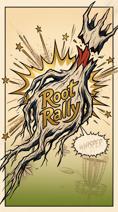 Root Rally bag tag artwork