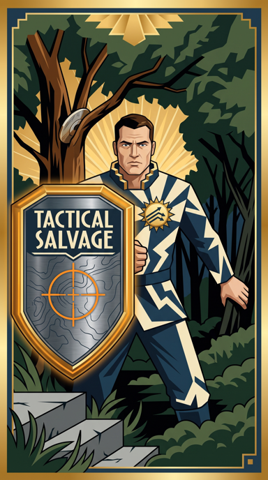 Tactical Salvage bag tag artwork