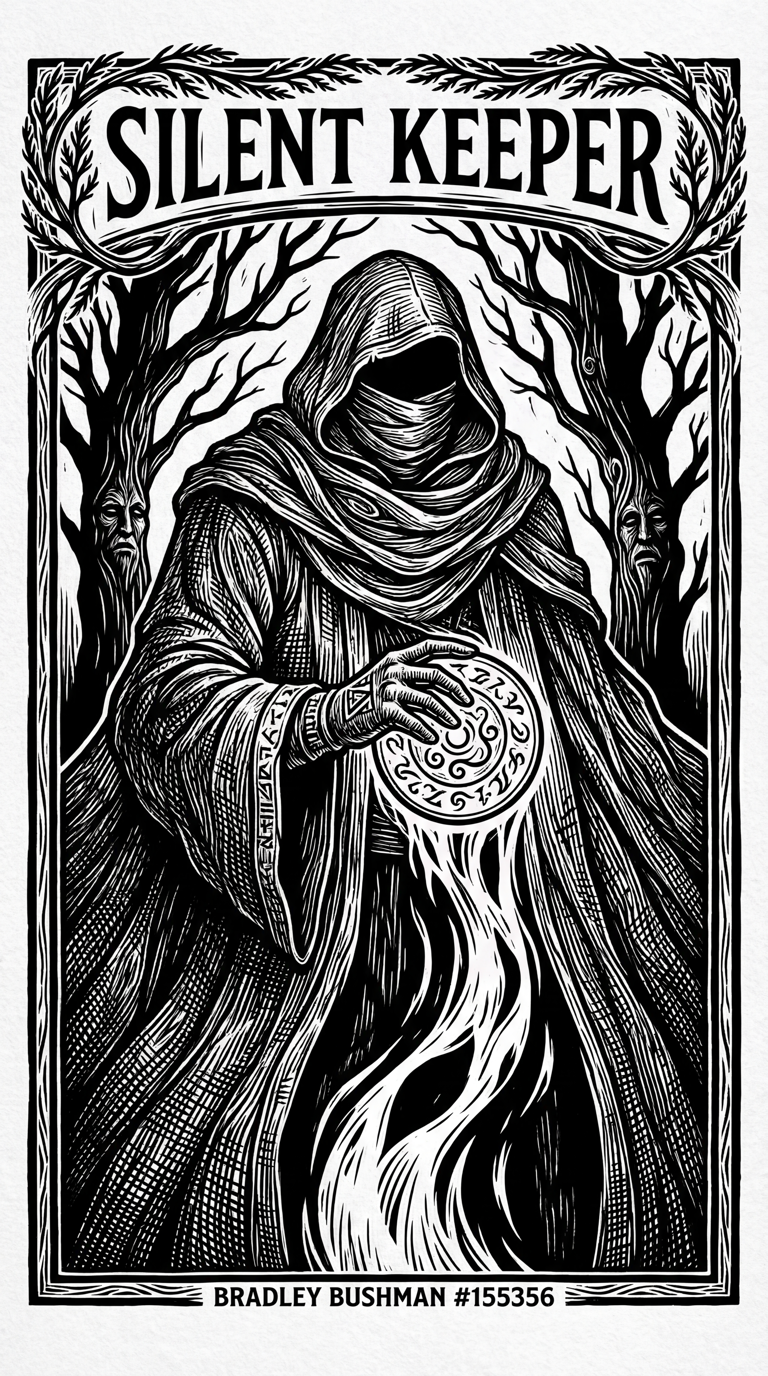 Silent Keeper bag tag artwork