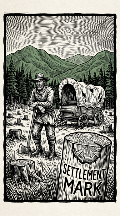Settlement Mark bag tag artwork