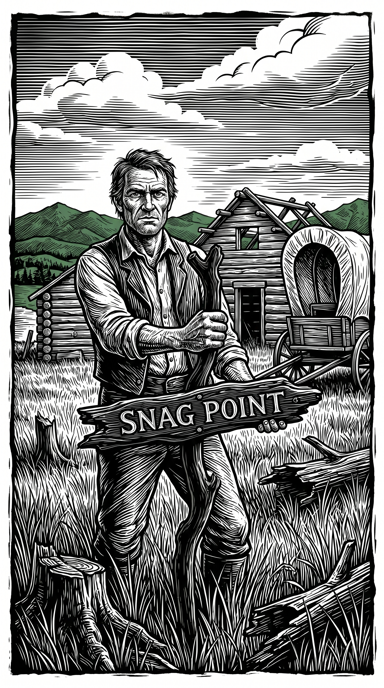 Snag Point bag tag artwork