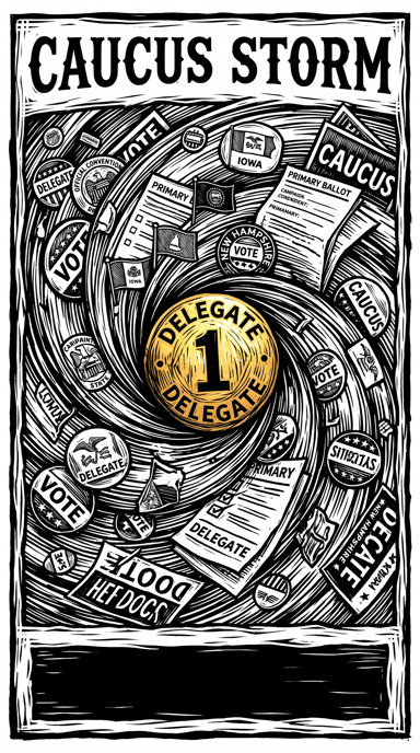Caucus Storm bag tag artwork