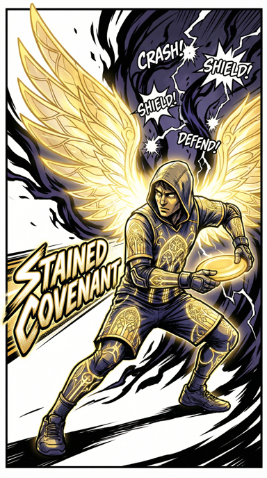 Stained Covenant bag tag artwork