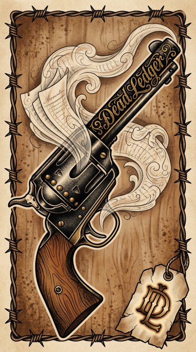 Dead Ledger bag tag artwork