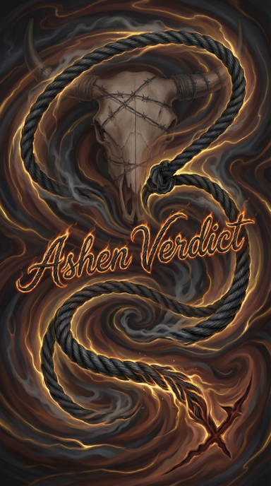 Ashen Verdict bag tag artwork