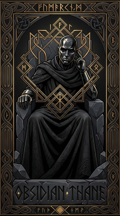 Obsidian Thane bag tag artwork